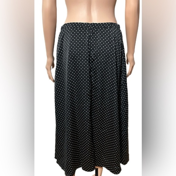 Halara Black Polka Dot Midi Skirt Size L Regular High Waist A-Line Flowy Lined - Picture 4 of 9